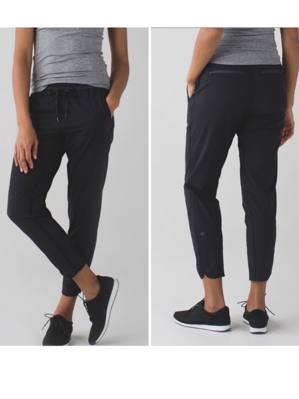 Lululemon Women’s size 12 On The Go Black Satin Trim Joggers